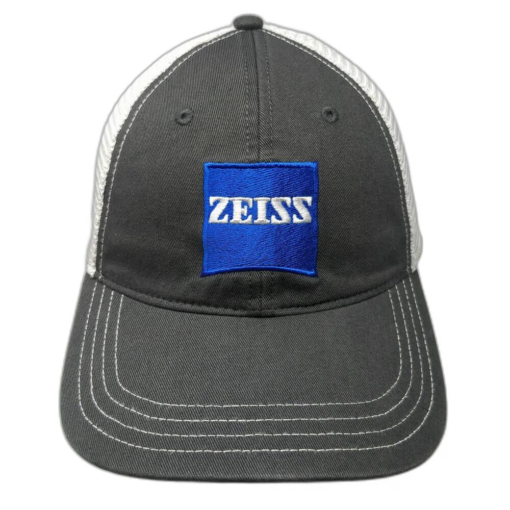 Richardson Trucker Hat Gray White L Mesh ZEISS Logo Snapback Contrast Stitching